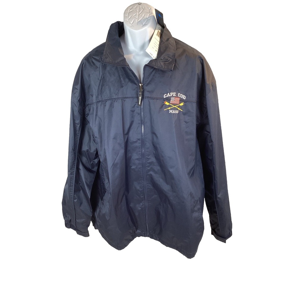 Ritchies Sportwear Jacket Mens 2X Blue‎ Full Zip Cape Cod Mass Windbreaker New
